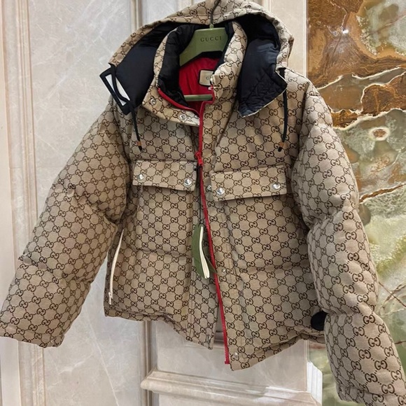 Gucci Shoes - Gucci Beige and Red Puffer Jacket